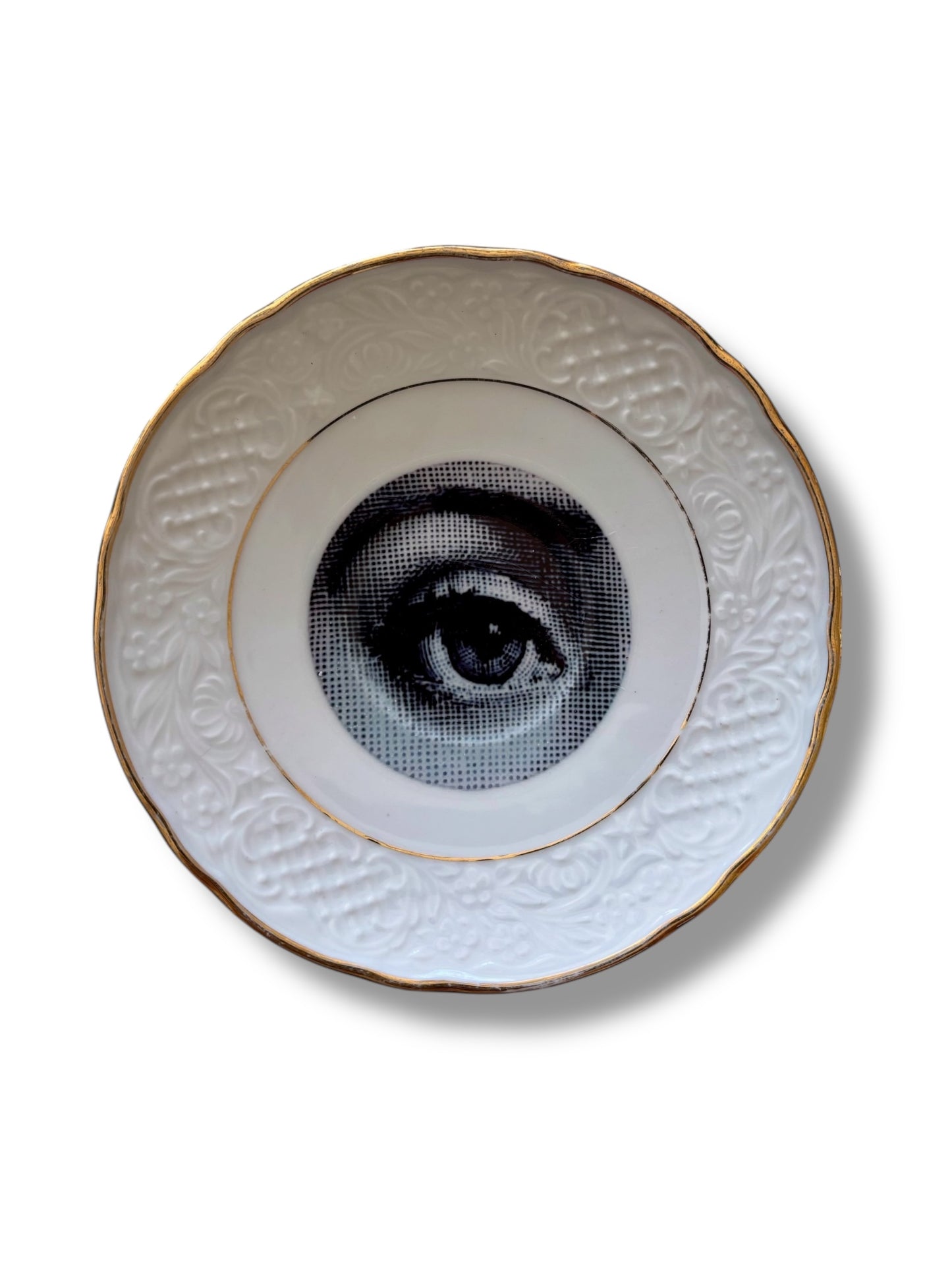 Vintage Wall Plate Eye Gold Edge