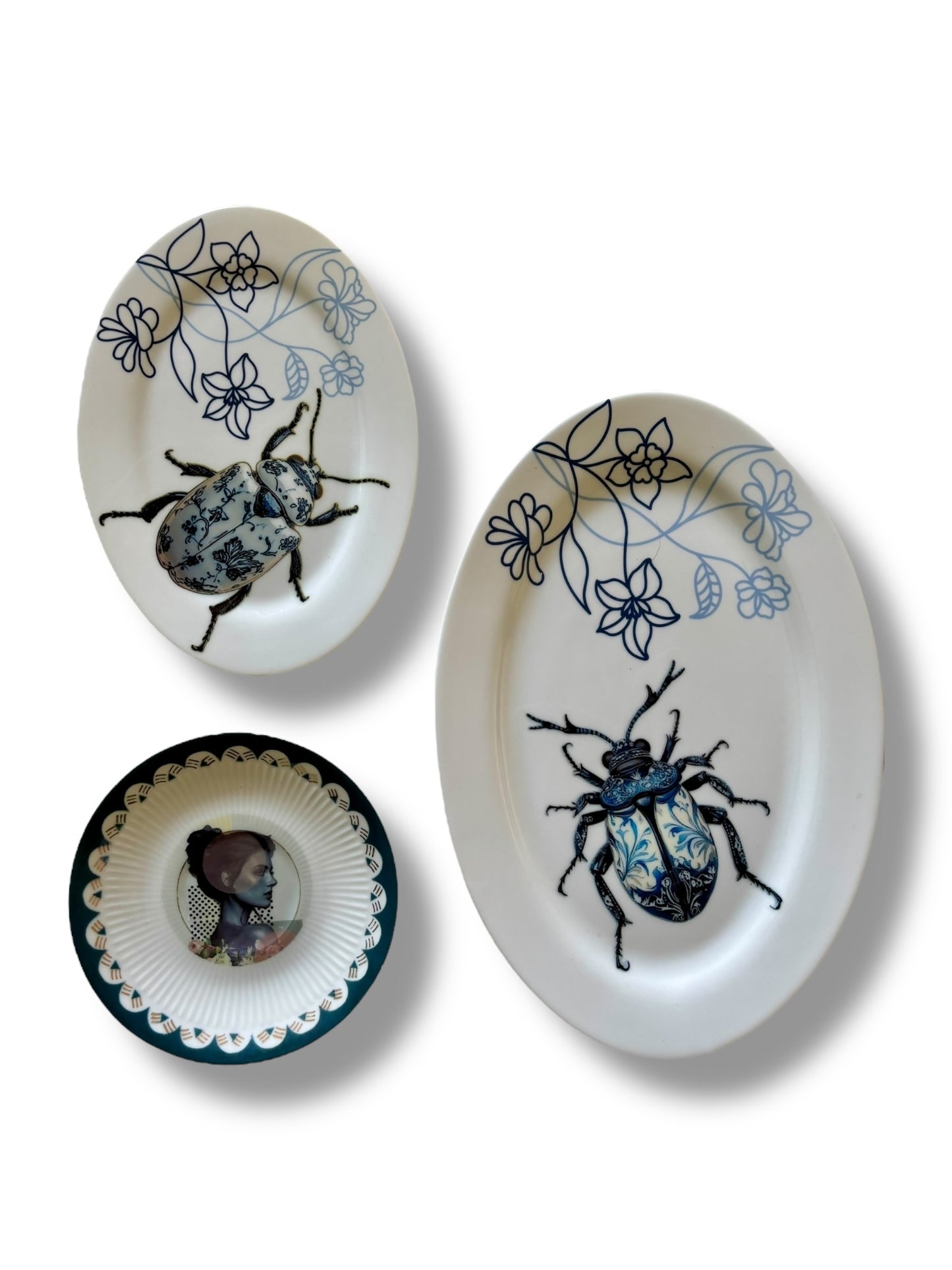 Vintage Wall Plate Portrait Blue