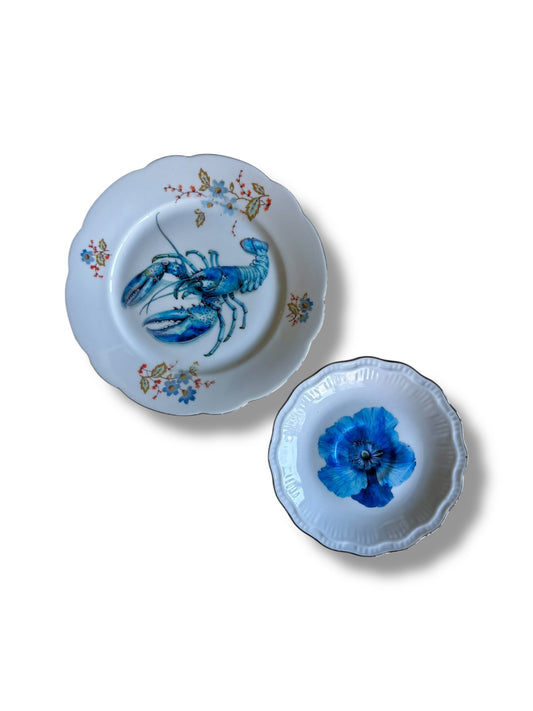 Vintage Wandbord Kreeft Blauw