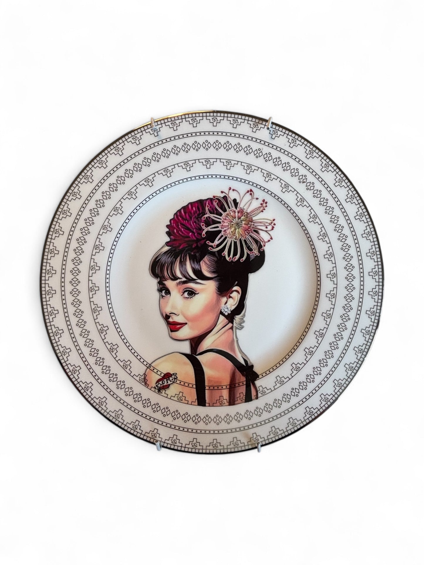 Vintage Wandbord Audrey Hepburn Bloem
