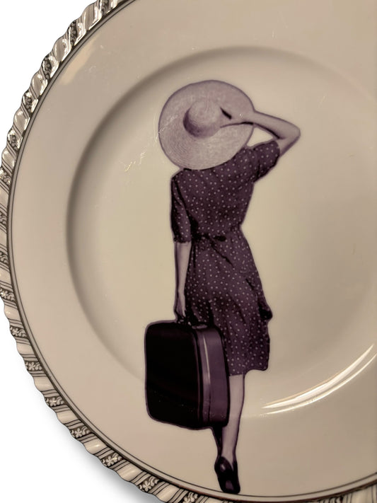 Vintage Wandbord Dame op Reis | The Vintage Vibe
