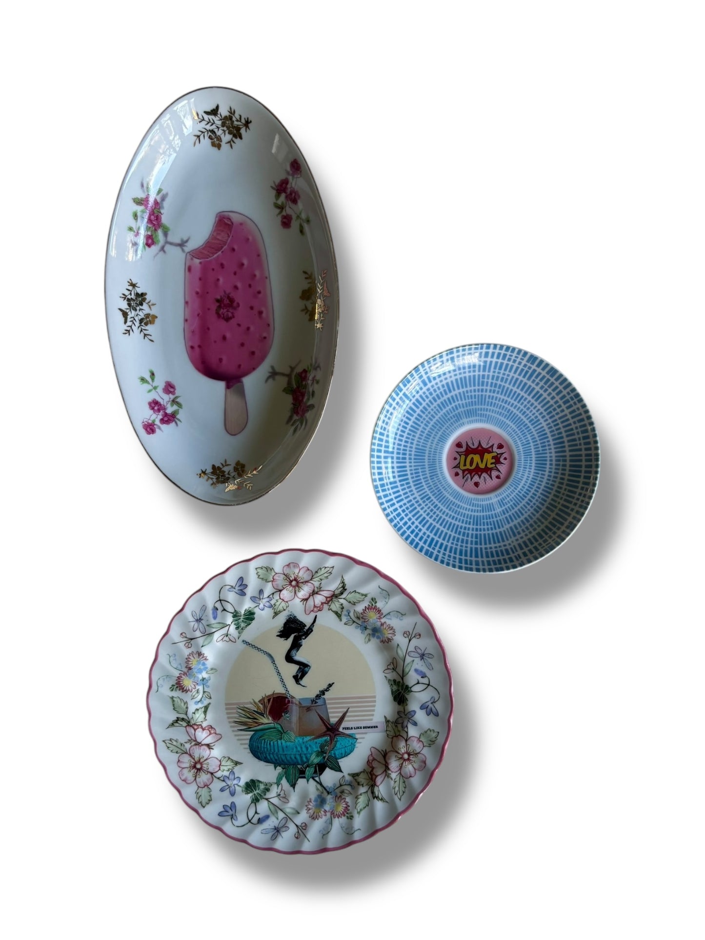 Vintage Wall Plate Love Blue