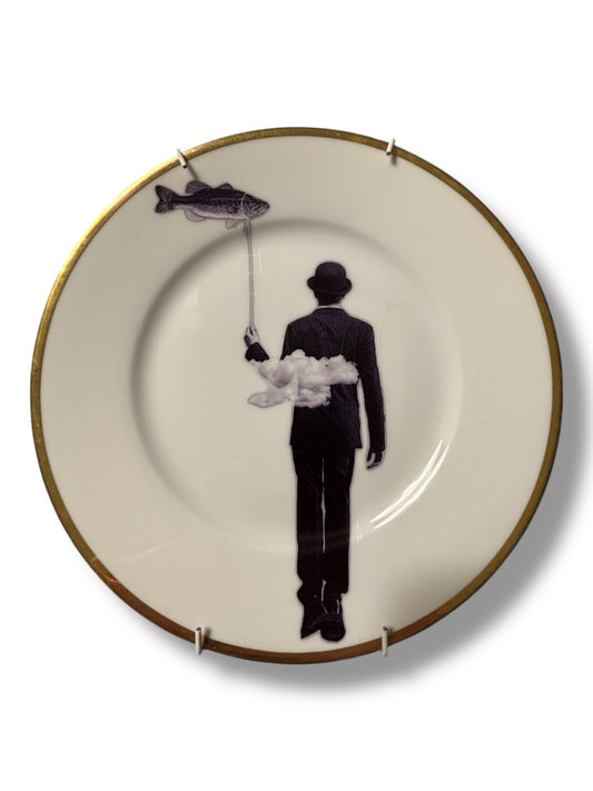 Vintage Wandbord Man met Vis | The Vintage Vibe