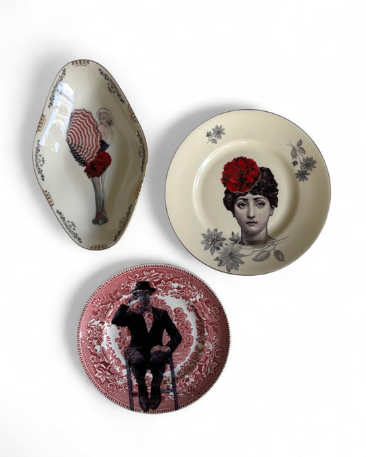 Vintage Wandbord Lina Fornasetti Rode Bloem | The Vintage Vibe