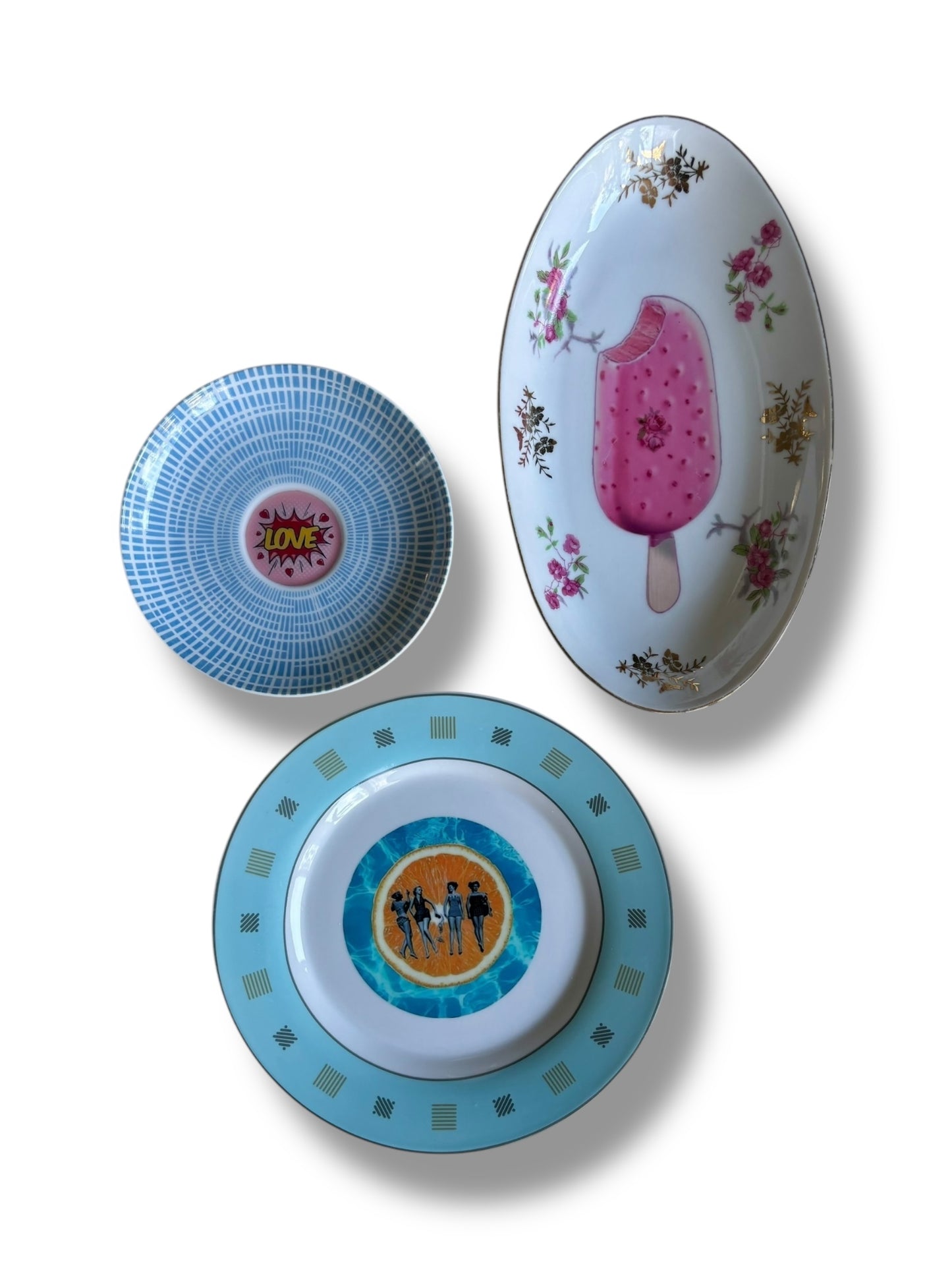 Vintage Wall Plate Love Blue