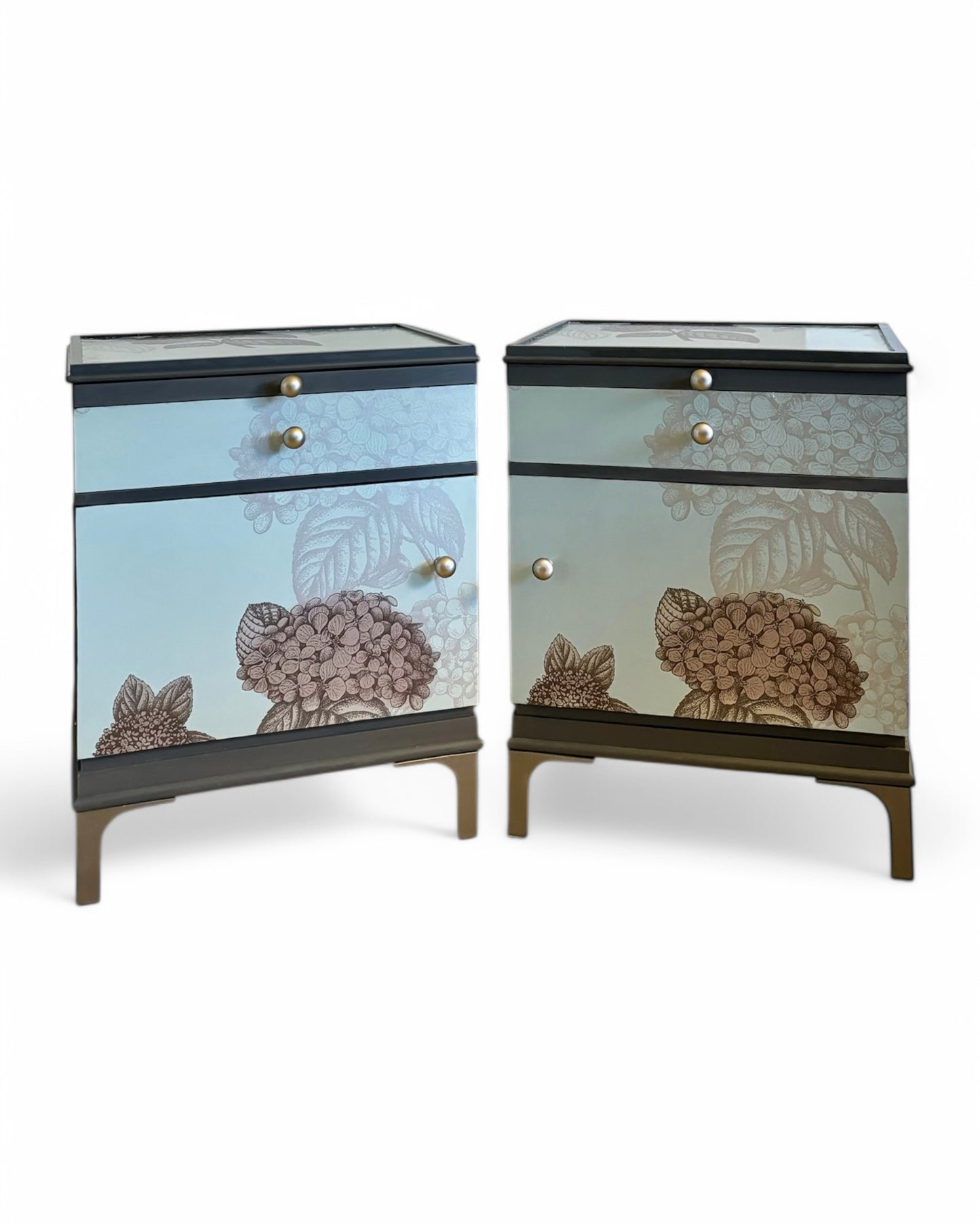 Vintage bedside tables with Fornasetti Ortensia | The Vintage Vibe