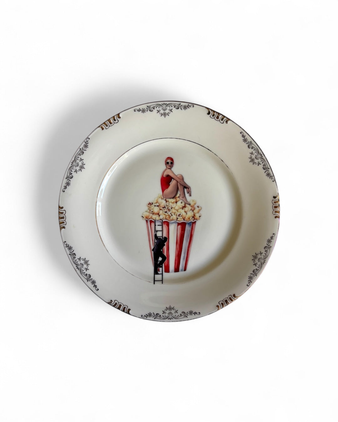 Vintage Wandbord Popcorn Dame