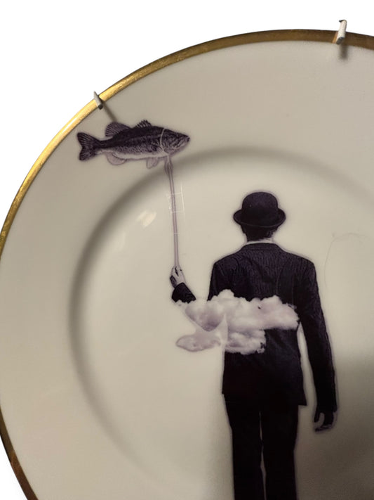 Vintage Wandbord Man met Vis | The Vintage Vibe