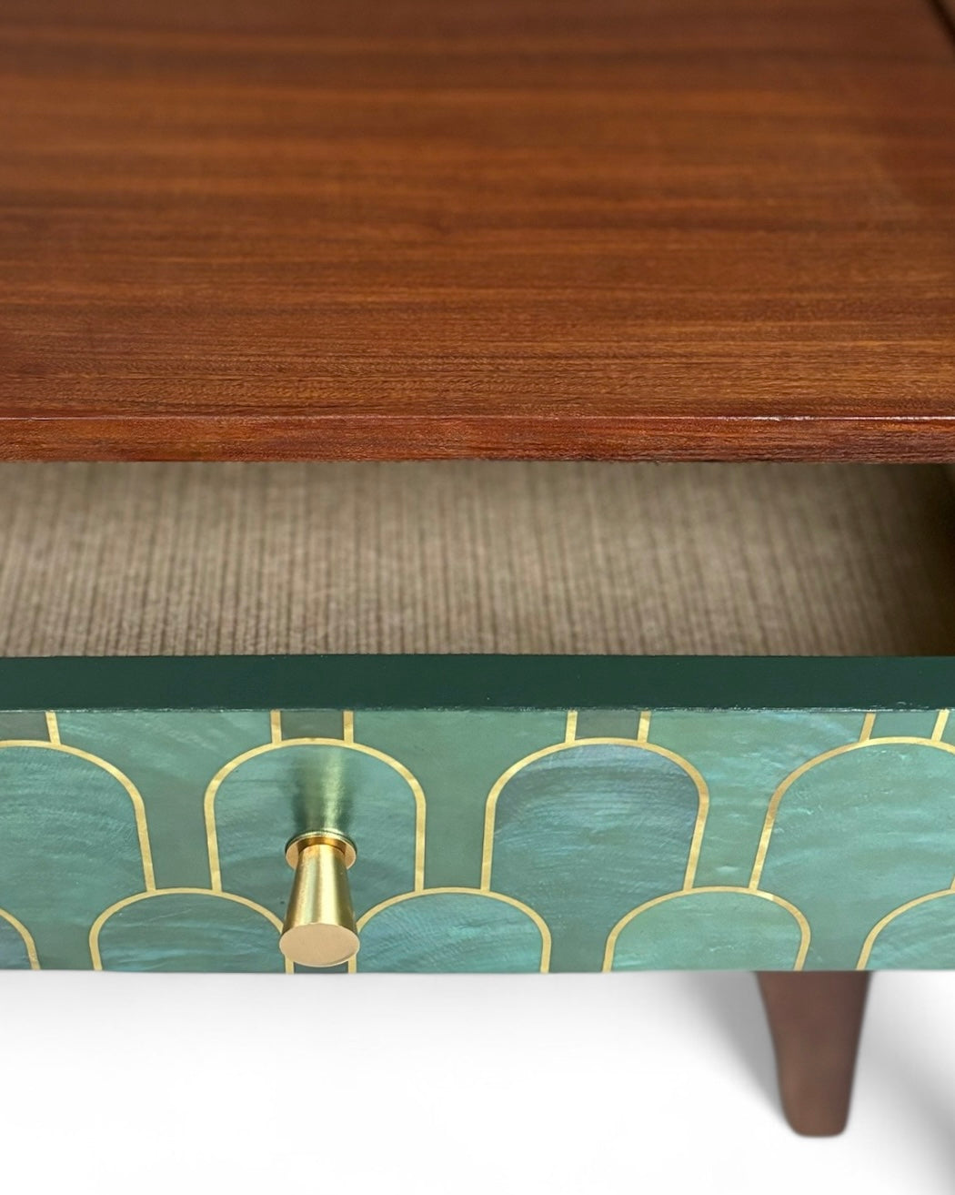 Vintage bedside tables covered in Nizwa Jade by Bethan Gray | The Vintage Vibe