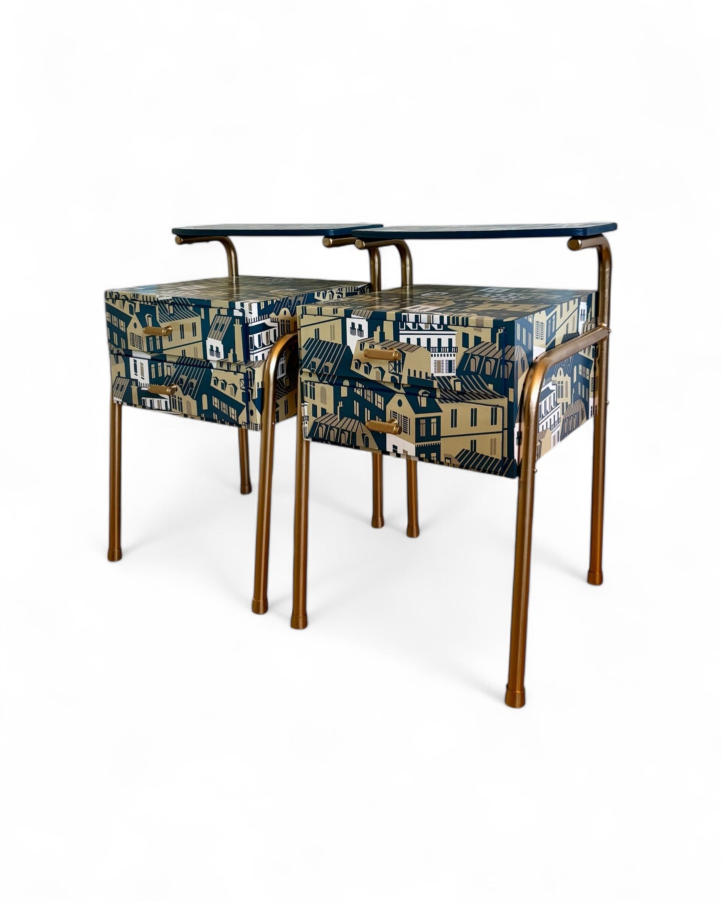 Vintage nachtkastjes bekleed met Emma's Apartment van Mini Moderns | The Vintage Vibe