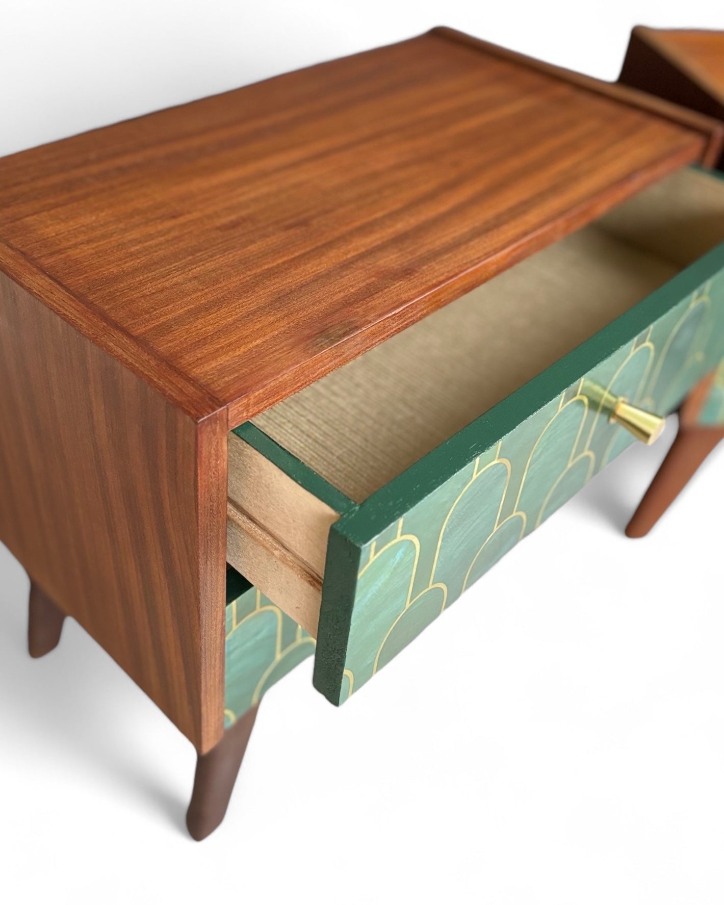 Vintage bedside tables covered in Nizwa Jade by Bethan Gray | The Vintage Vibe